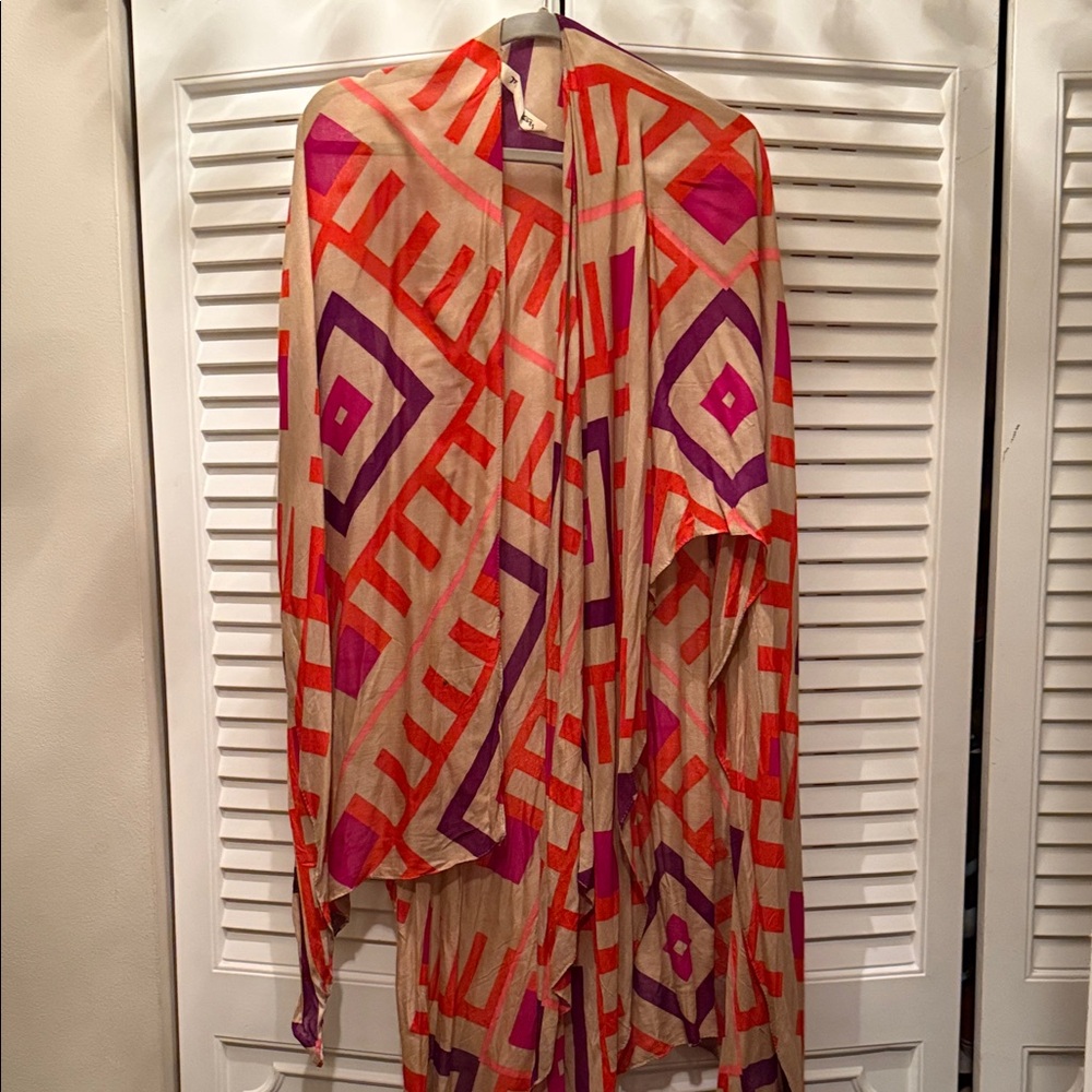 Michael Stars Geometric Scarf in Orange and Purple